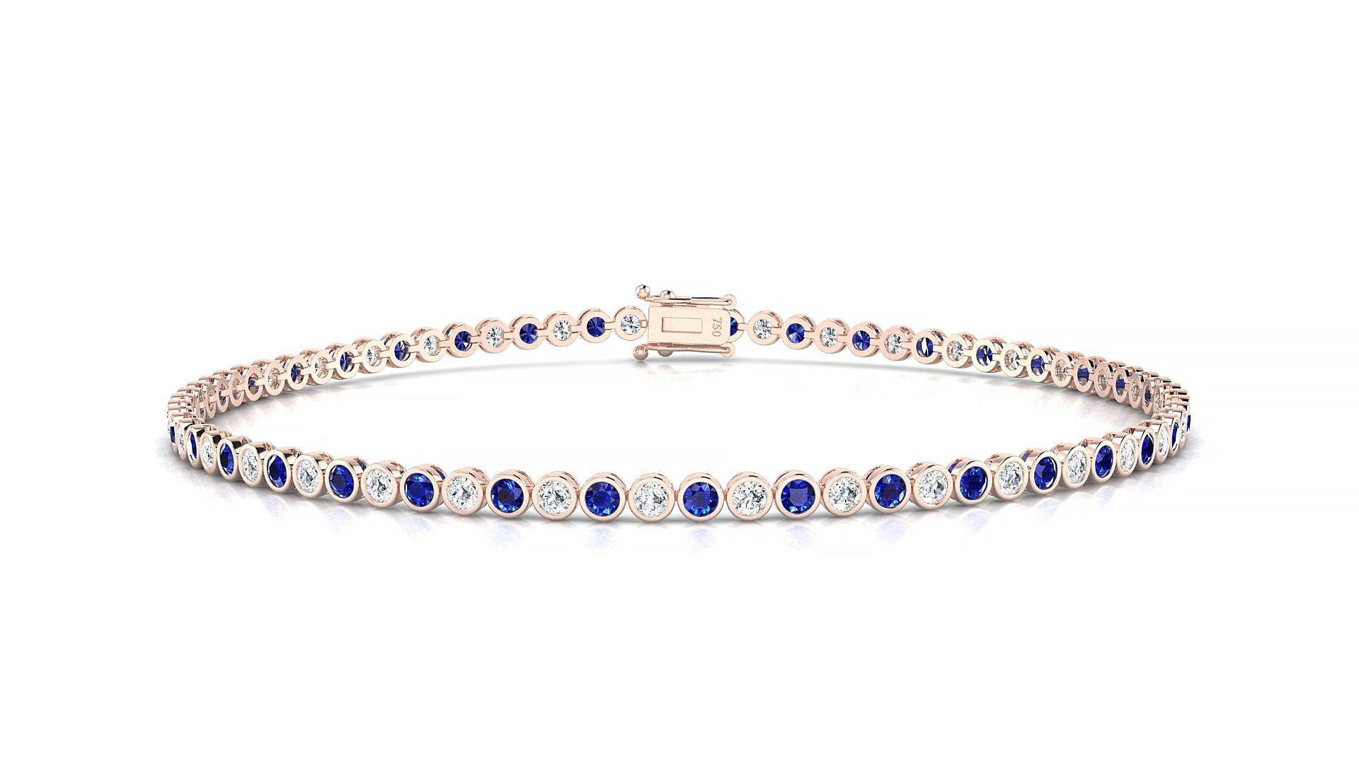 Avila 1-1 | 18k Rose Gold 1.7 mm Round Natural Sapphire & Diamond Tennis Bracelet
