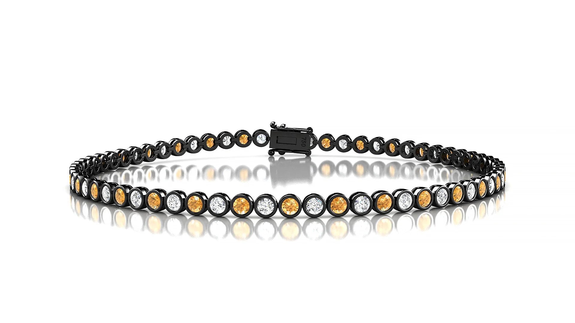 Avila 1-1 | 18k Black Gold 2 mm Round Natural Citrine & Diamond Tennis Bracelet