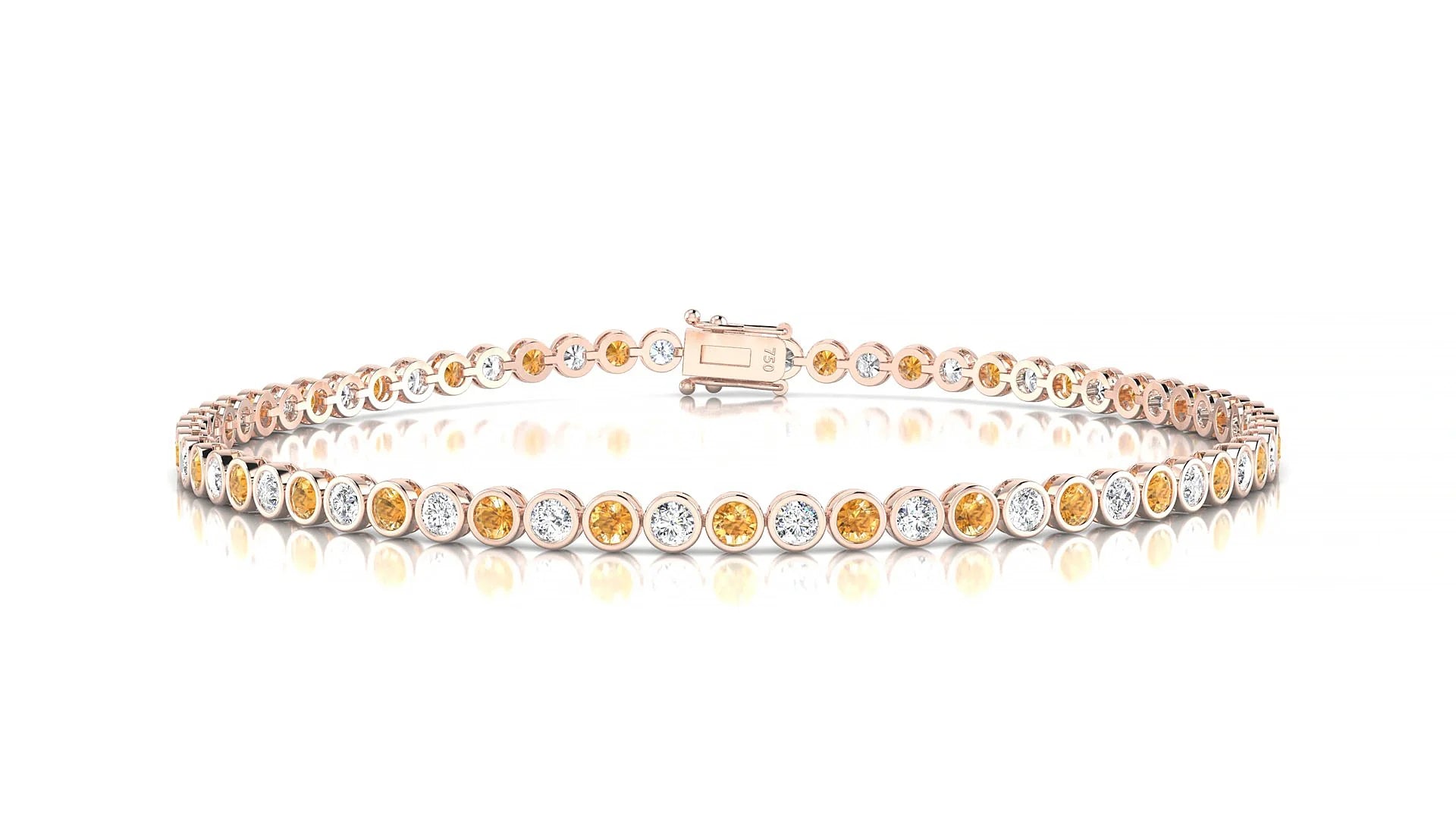 Avila 1-1 | 18k Rose Gold 2 mm Round Natural Citrine & Diamond Tennis Bracelet