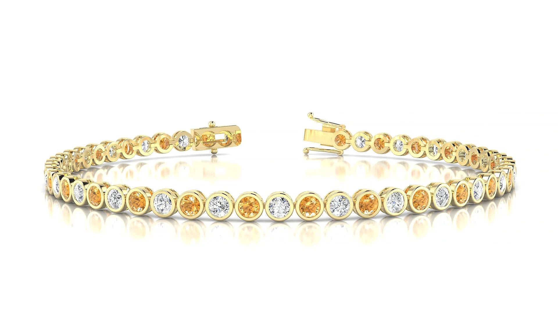 Avila 1-1 | 18k Yellow Gold 2.5 mm Round Natural Citrine & Diamond Tennis Bracelet