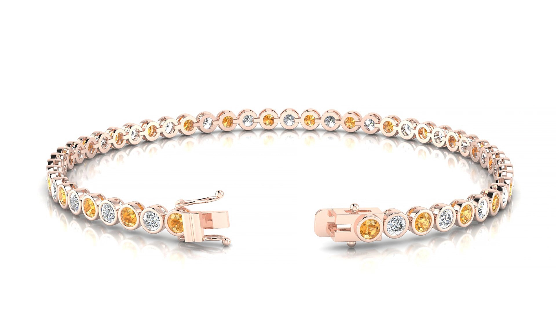 Avila 1-1 | 18k Rose Gold 2.5 mm Round Natural Citrine & Diamond 20 cm Tennis Bracelet