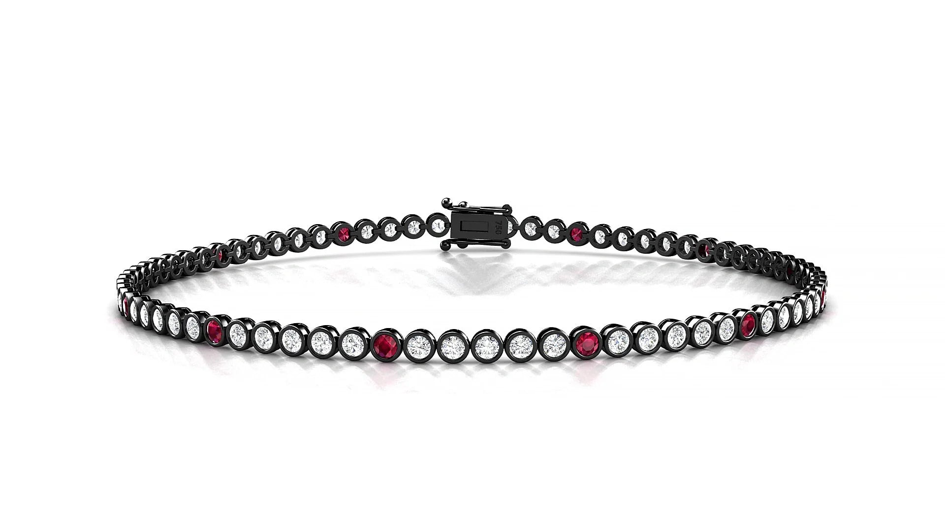 Avila 1-5 | 18k Black Gold 1.7 mm Round Natural Ruby & Diamond Tennis Bracelet