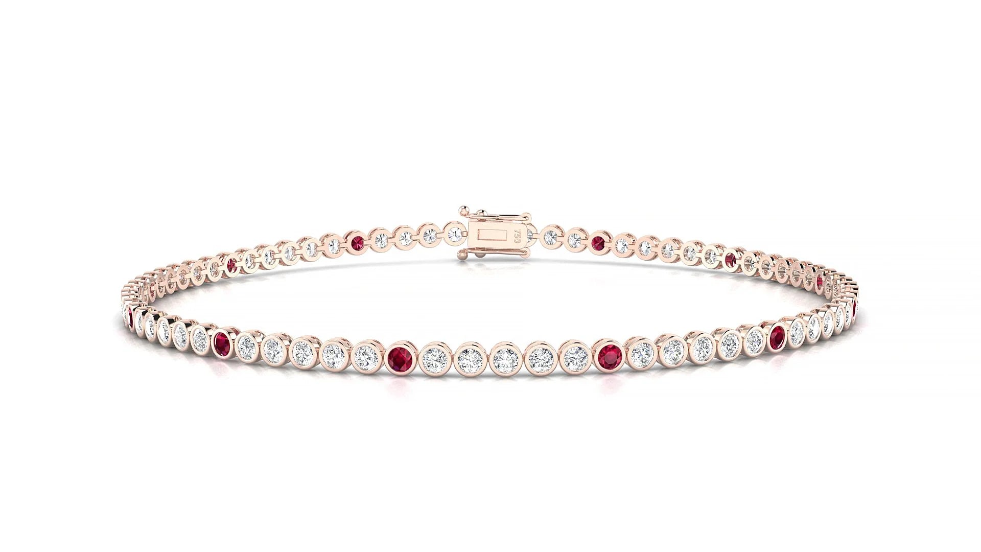Avila 1-5 | 18k Rose Gold 1.7 mm Round Natural Ruby & Diamond Tennis Bracelet