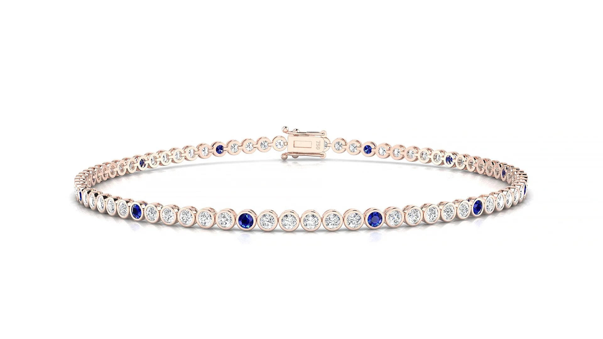 Avila 1-5 | 18k Rose Gold 1.7 mm Round Natural Sapphire & Diamond Tennis Bracelet