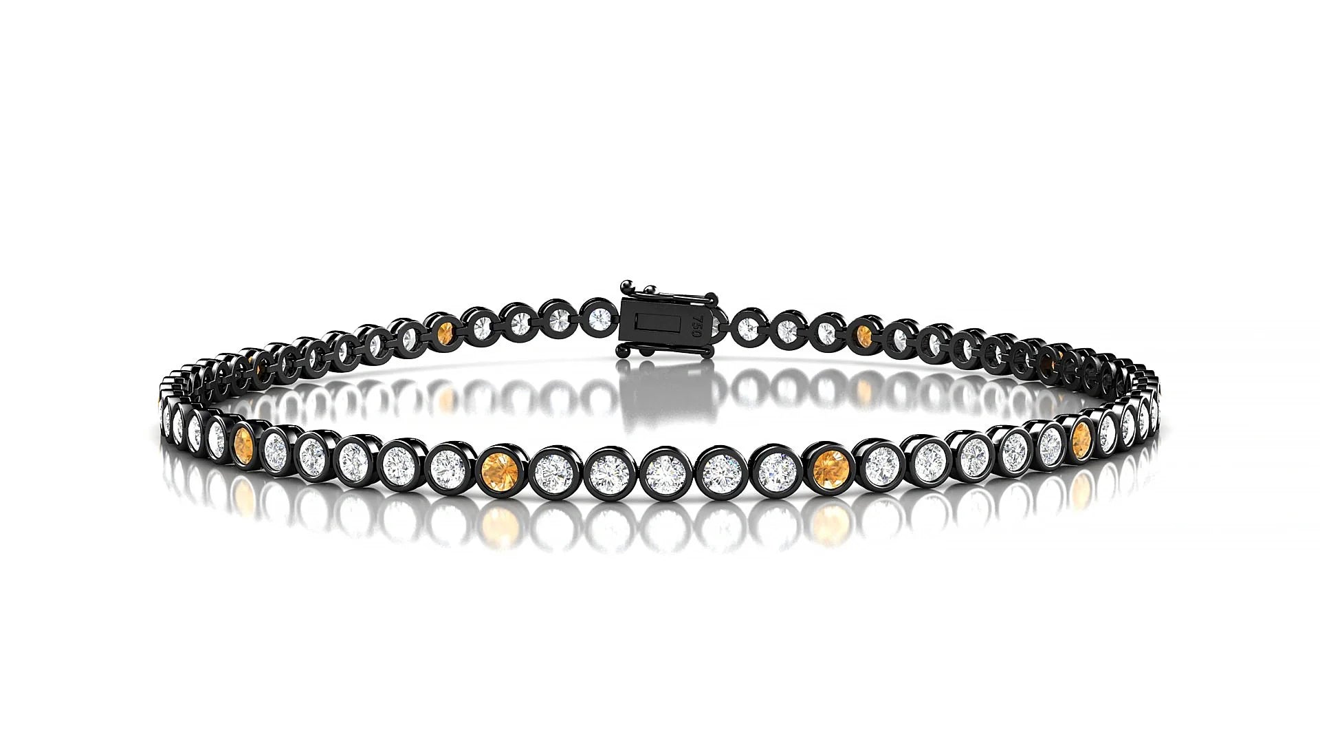 Avila 1-5 | 18k Black Gold 2 mm Round Natural Citrine & Diamond Tennis Bracelet