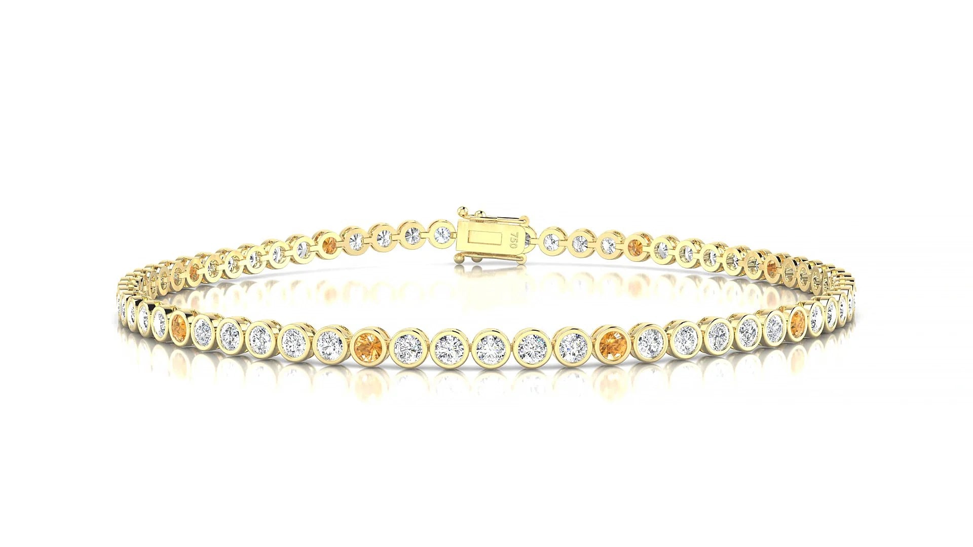 Avila 1-5 | 18k Yellow Gold 2 mm Round Natural Citrine & Diamond Tennis Bracelet