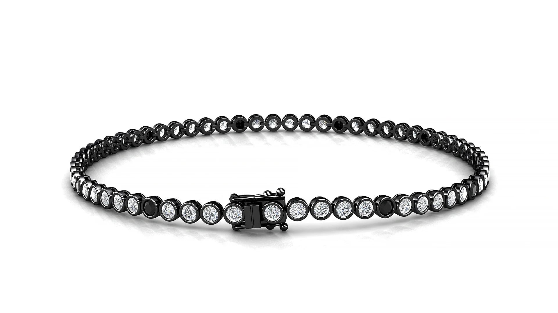 Avila 1-5 | 18k Black Gold 2 mm Round Natural Black Diamond & Diamond Tennis Bracelet