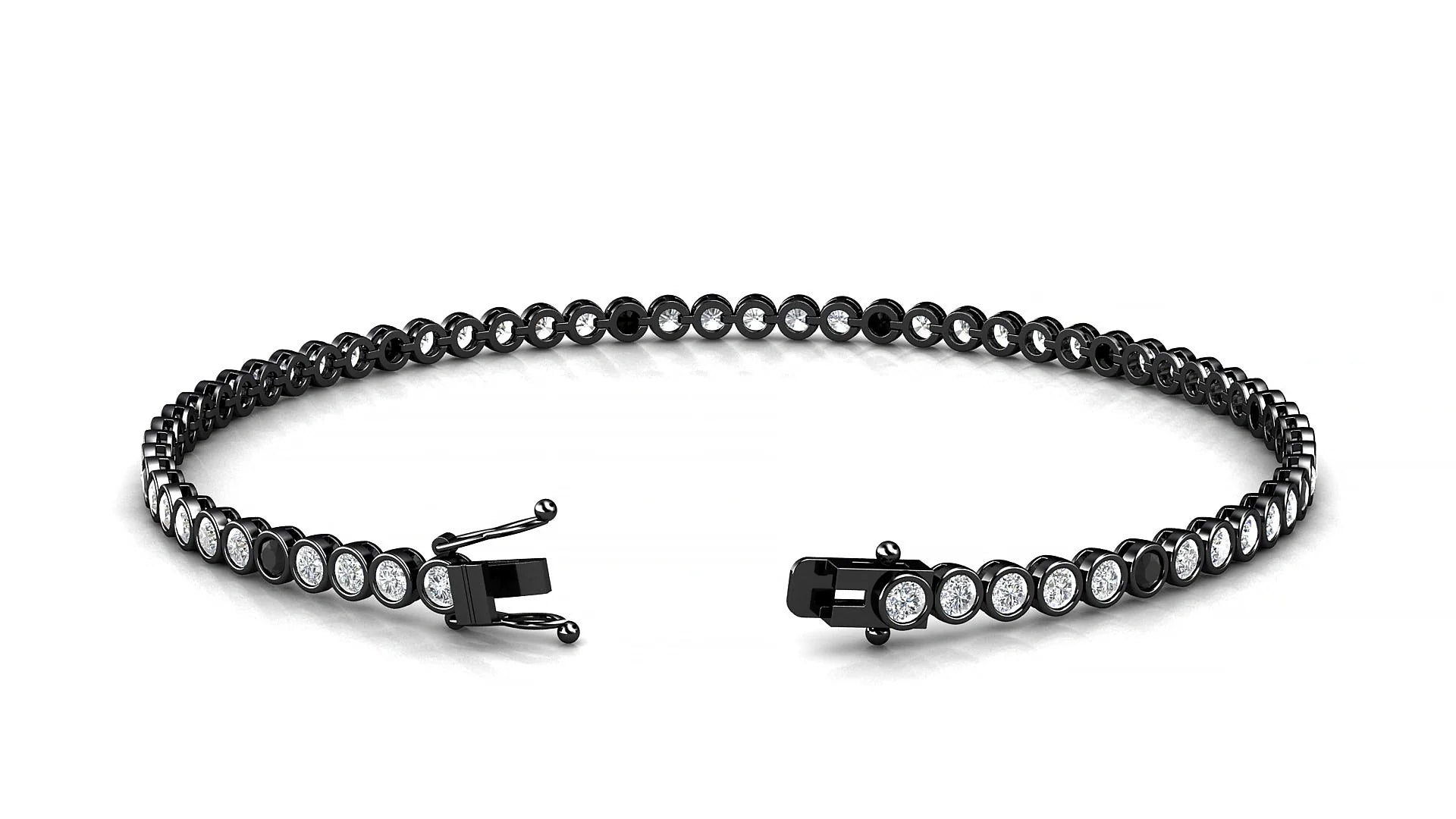 Avila 1-5 | 18k Black Gold 2 mm Round Natural Black Diamond & Diamond Tennis Bracelet