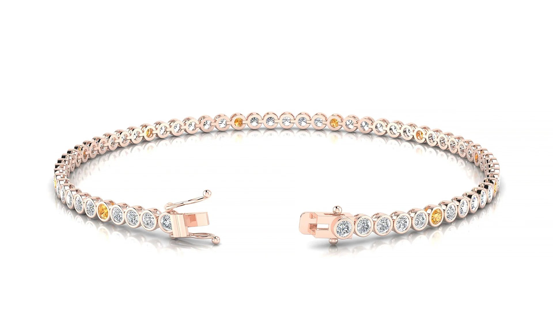 Avila 1-5 | 18k Rose Gold 2 mm Round Natural Citrine & Diamond Tennis Bracelet