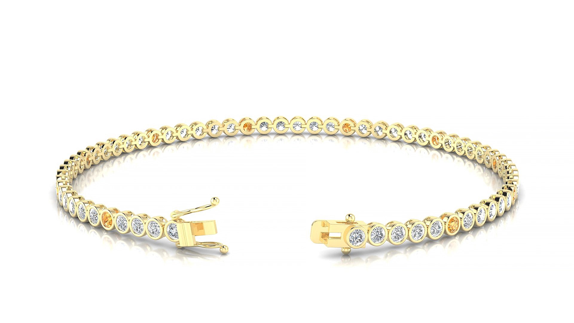 Avila 1-5 | 18k Yellow Gold 2 mm Round Natural Citrine & Diamond 18 cm Tennis Bracelet