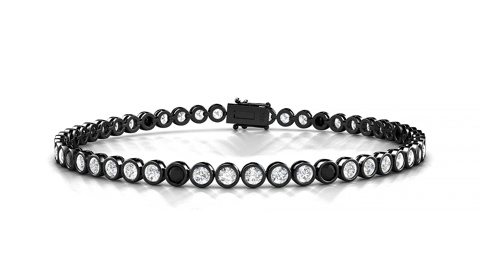 Avila 1-5 | 18k Black Gold 2.5 mm Round Natural Black Diamond & Diamond Tennis Bracelet