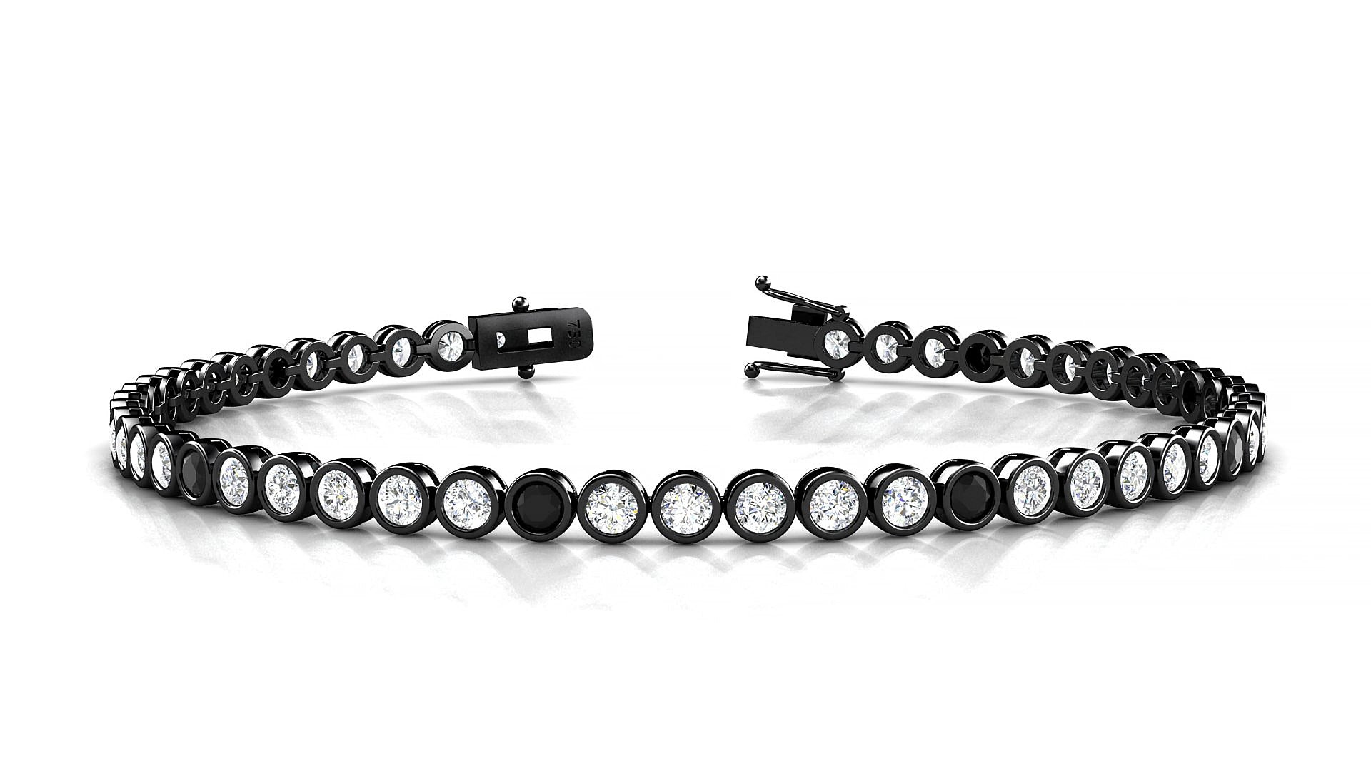 Avila 1-5 | 18k Black Gold 2.5 mm Round Natural Black Diamond & Diamond 20 cm Tennis Bracelet
