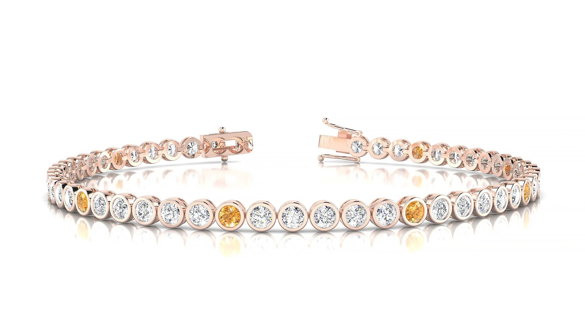 Avila 1-5 | 18k Rose Gold 2.5 mm Round Natural Citrine & Diamond Tennis Bracelet