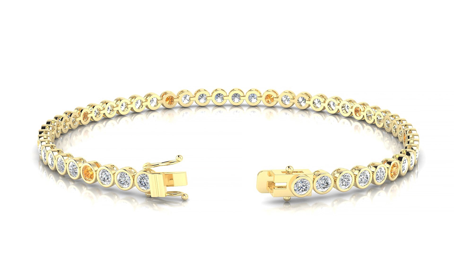 Avila 1-5 | 18k Yellow Gold 2.5 mm Round Natural Citrine & Diamond 15 cm Tennis Bracelet