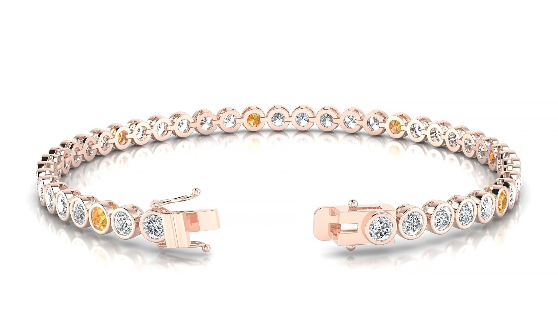 Avila 1-5 | 18k Rose Gold 3 mm Round Natural Citrine & Diamond Tennis Bracelet