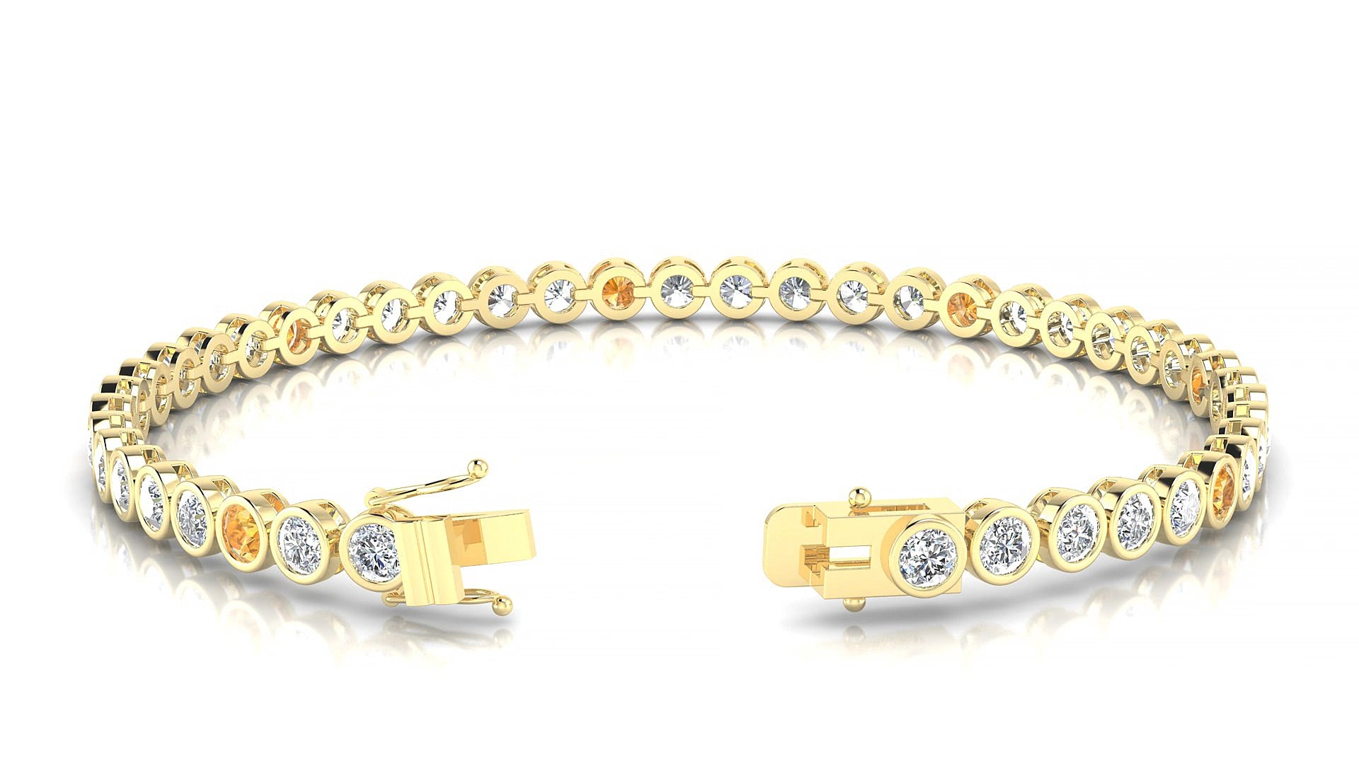 Avila 1-5 | 18k Yellow Gold 3 mm Round Natural Citrine & Diamond 17 cm Tennis Bracelet