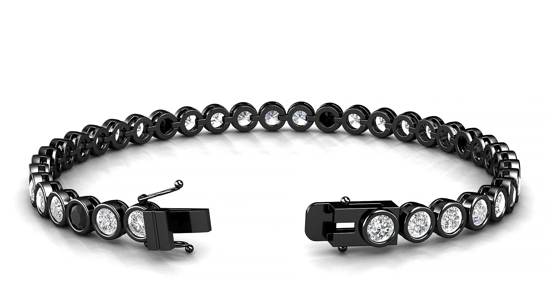 Avila 1-5 | 18k Black Gold 3.4 mm Round Natural Black Diamond & Diamond Tennis Bracelet