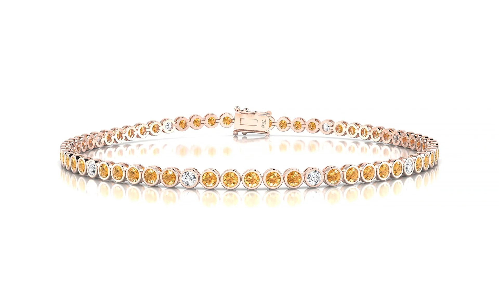 Avila 5-1 | 18k Rose Gold 2 mm Round Natural Citrine & Diamond Tennis Bracelet