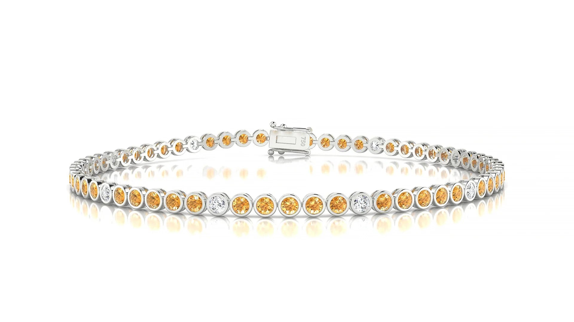 Avila 5-1 | 18k White Gold 2 mm Round Natural Citrine & Diamond Tennis Bracelet