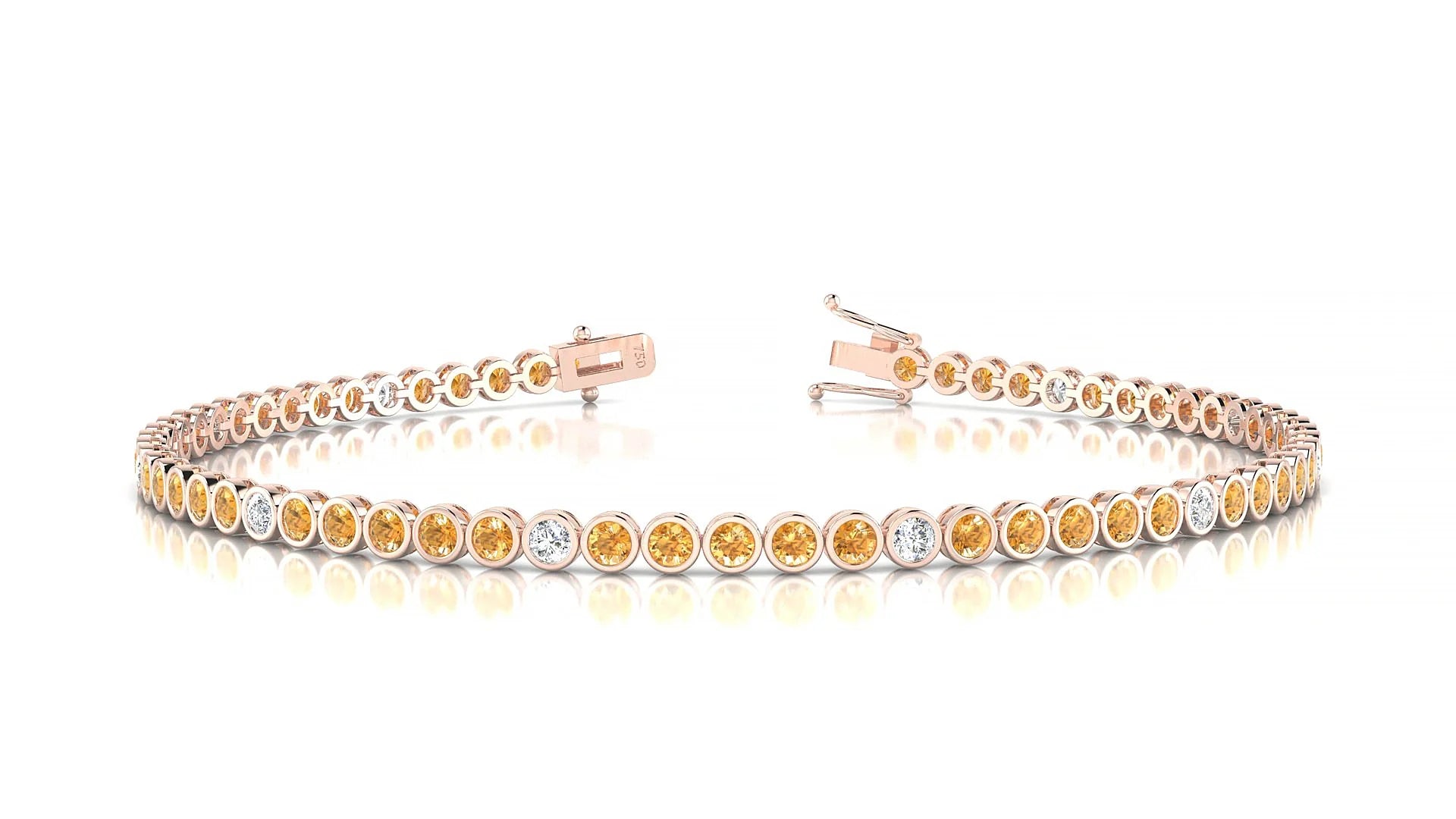 Avila 5-1 | 18k Rose Gold 2 mm Round Natural Citrine & Diamond Tennis Bracelet