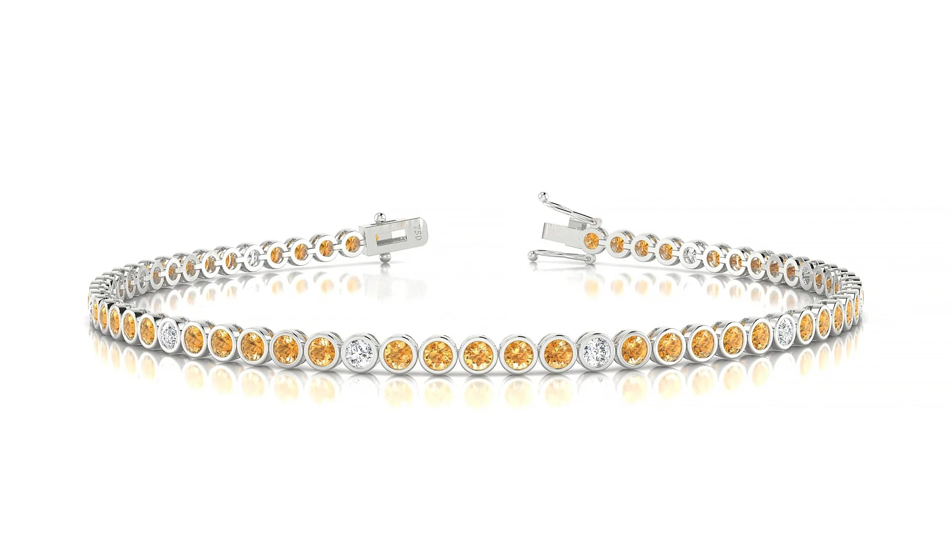Avila 5-1 | 18k White Gold 2 mm Round Natural Citrine & Diamond Tennis Bracelet