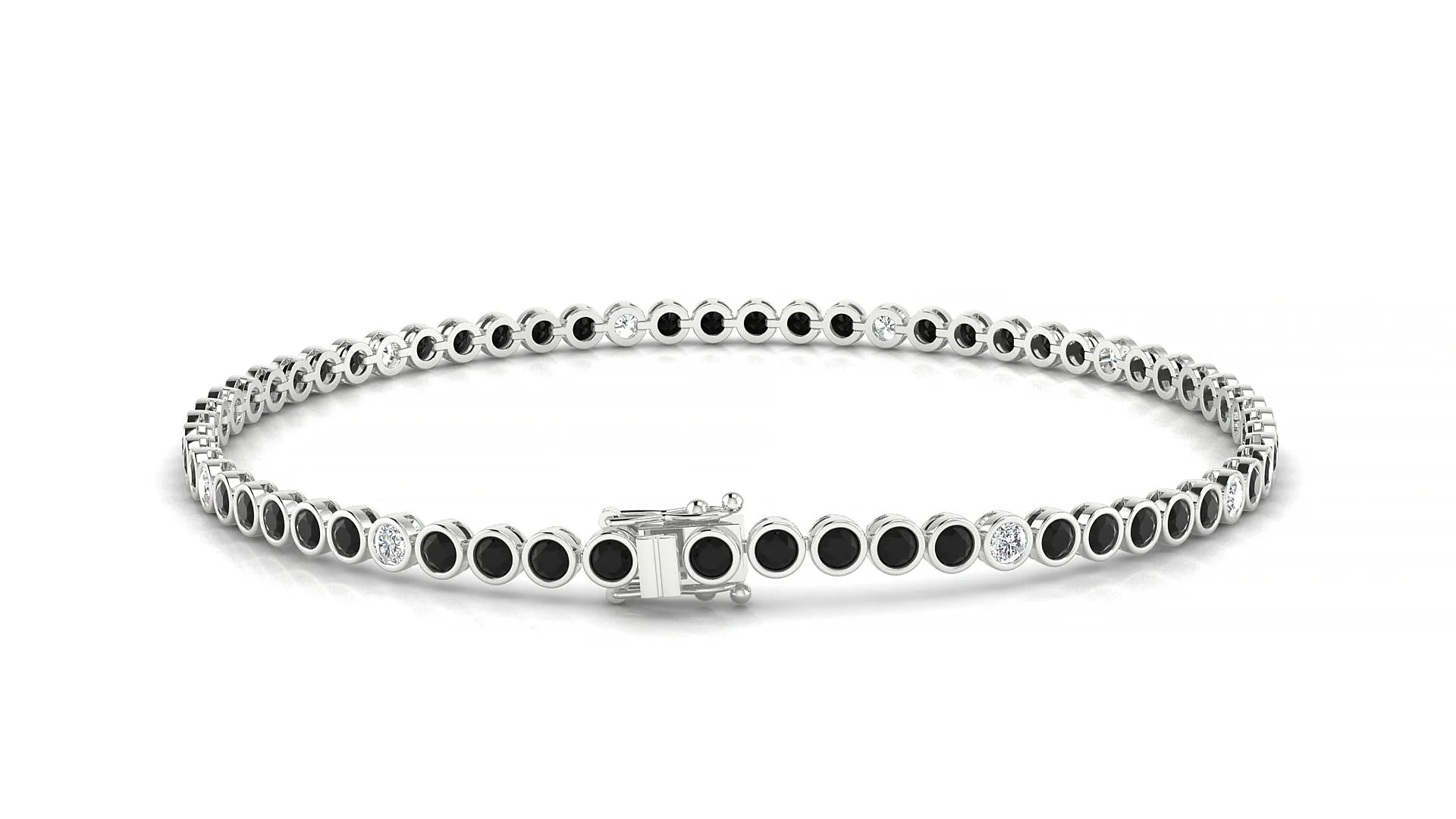 Avila 5-1 | 18k White Gold 2 mm Round Natural Black Diamond & Diamond Tennis Bracelet