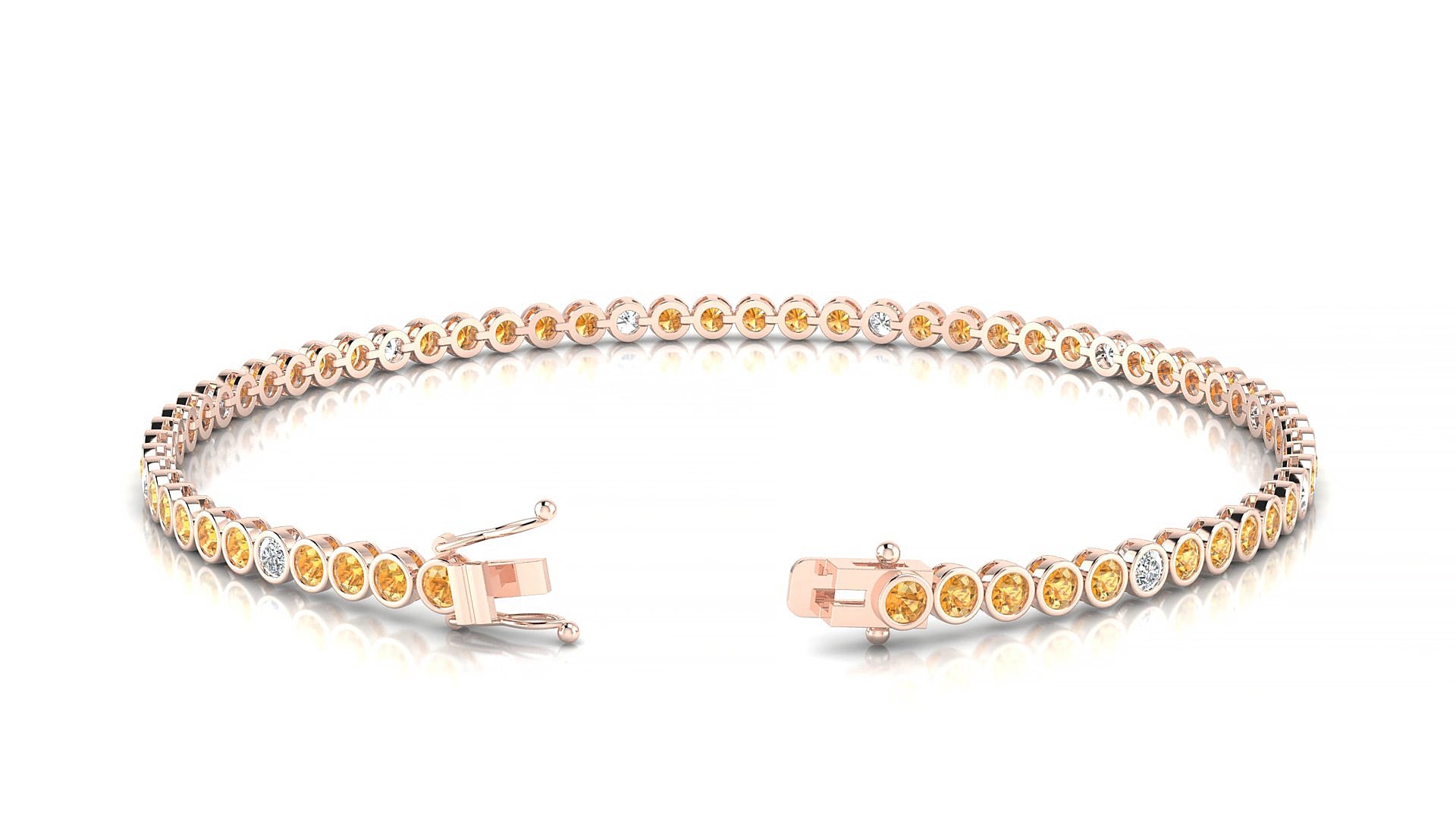 Avila 5-1 | 18k Rose Gold 2 mm Round Natural Citrine & Diamond 20 cm Tennis Bracelet