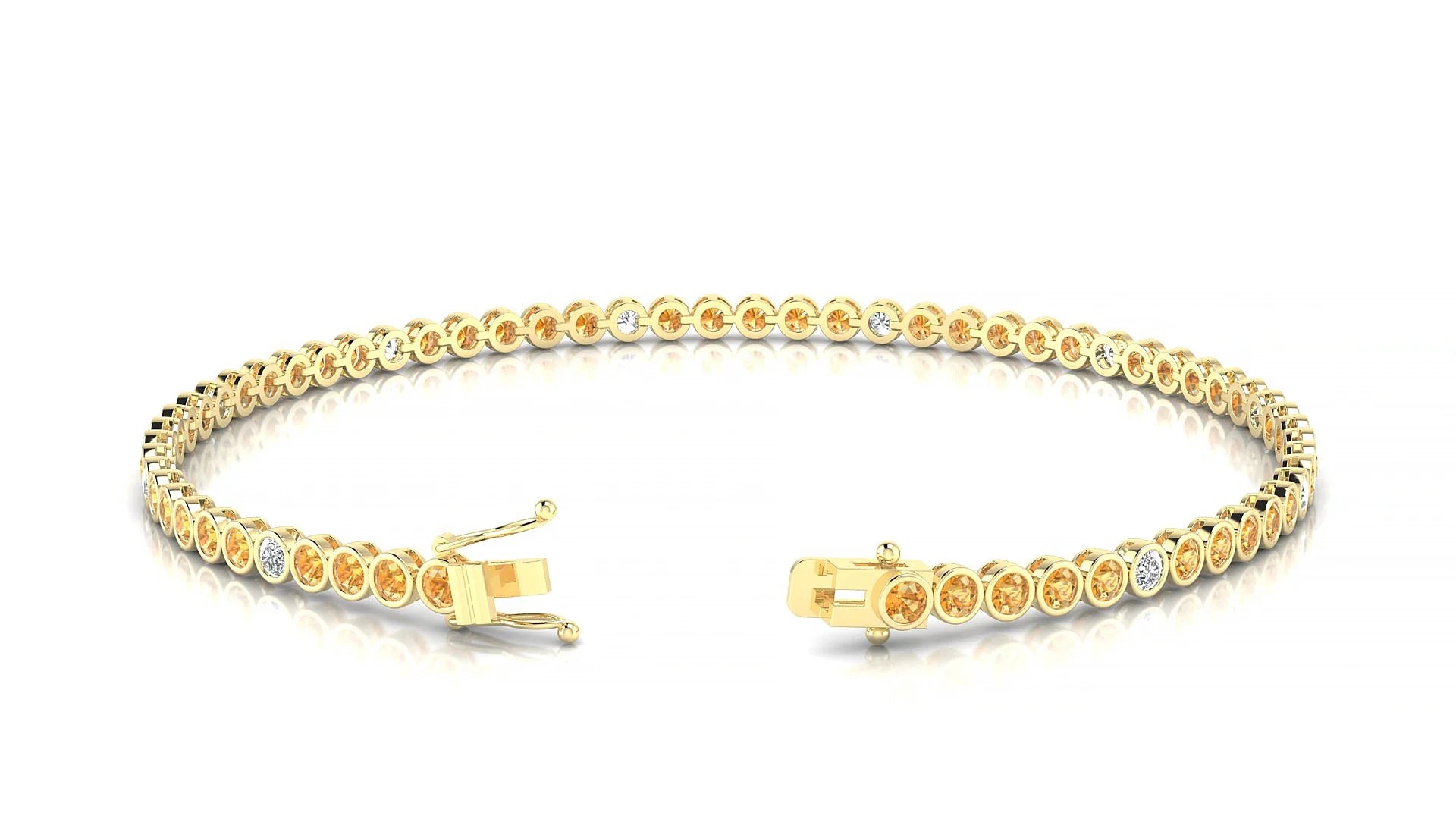 Avila 5-1 | 18k Yellow Gold 2 mm Round Natural Citrine & Diamond Tennis Bracelet