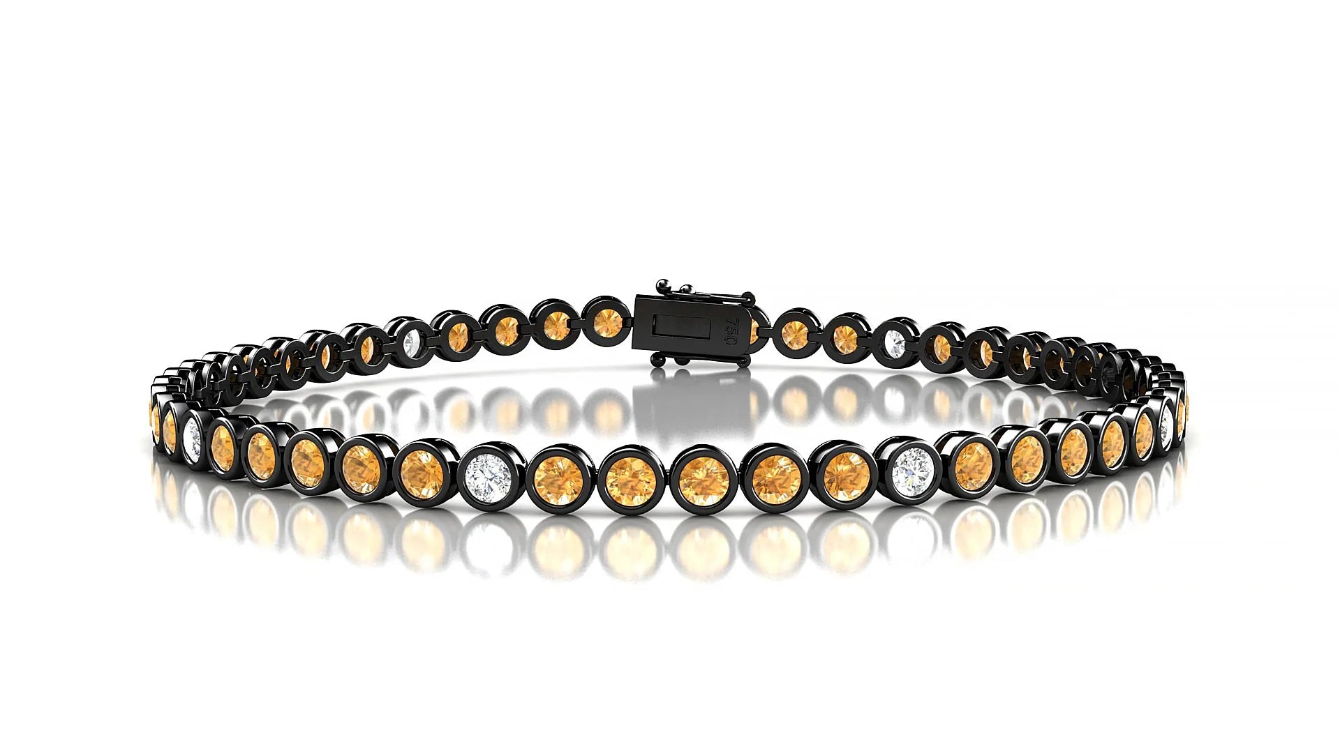 Avila 5-1 | 18k Black Gold 2.5 mm Round Natural Citrine & Diamond Tennis Bracelet