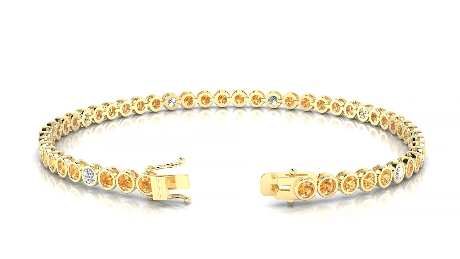 Avila 5-1 | 18k Yellow Gold 2.5 mm Round Natural Citrine & Diamond 17 cm Tennis Bracelet