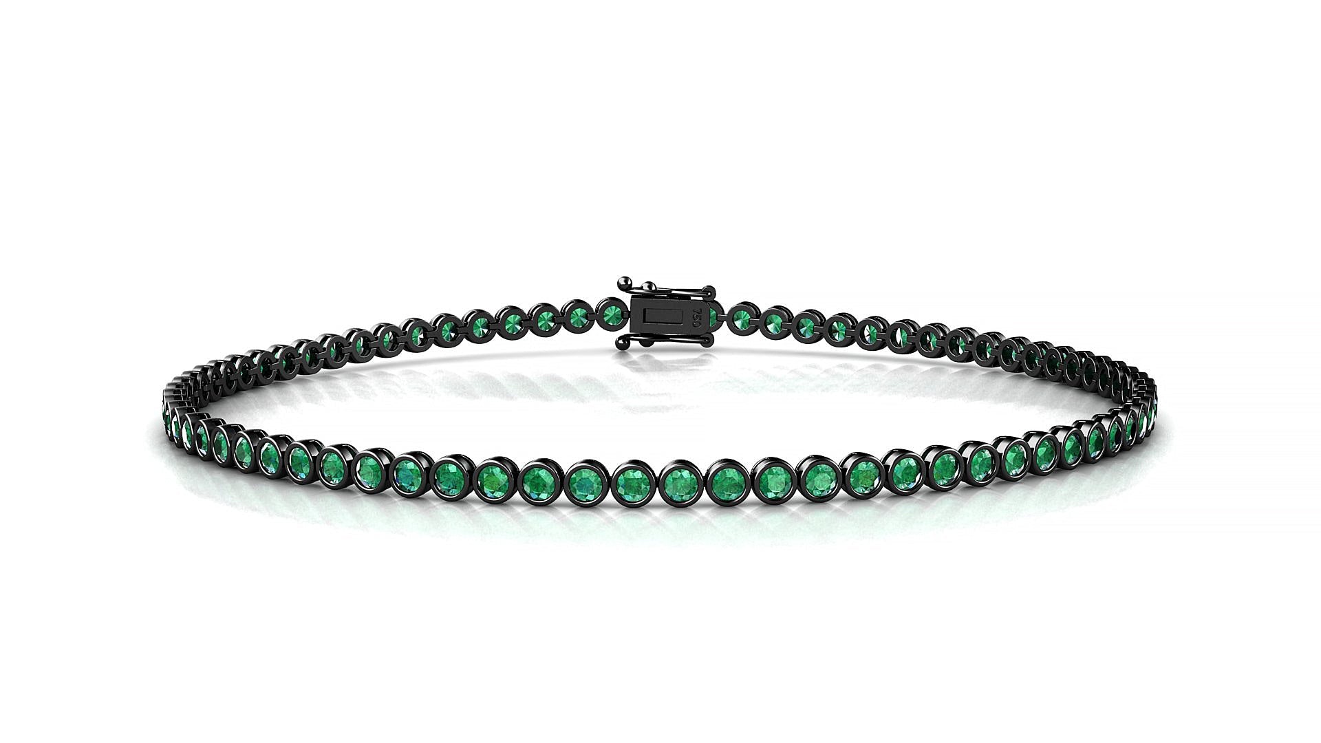 Avila | 18k Black Gold 1.7 mm Round Natural Emerald Tennis Bracelet