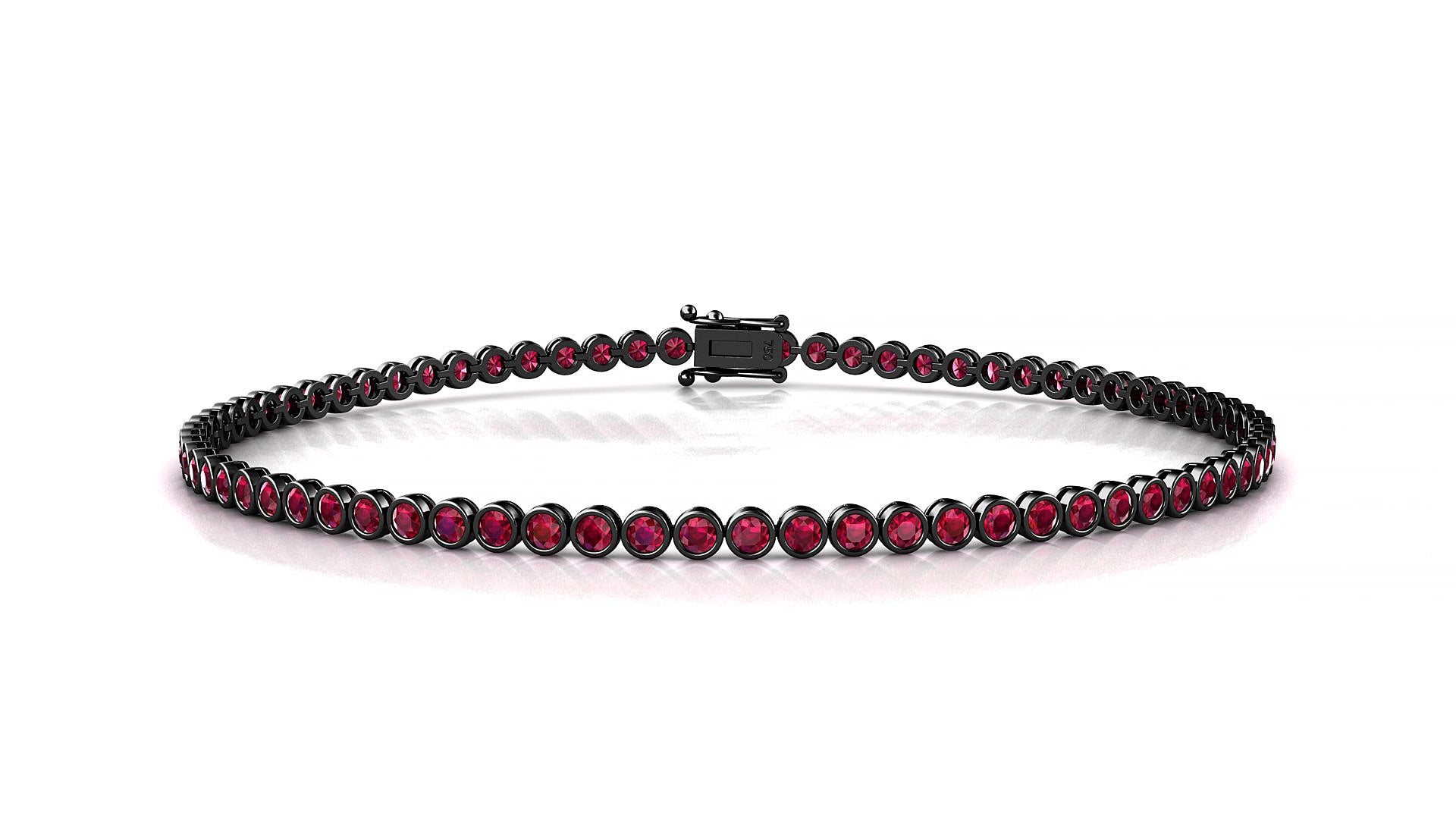 Avila | 18k Black Gold 1.7 mm Round Natural Ruby 19 cm Tennis Bracelet