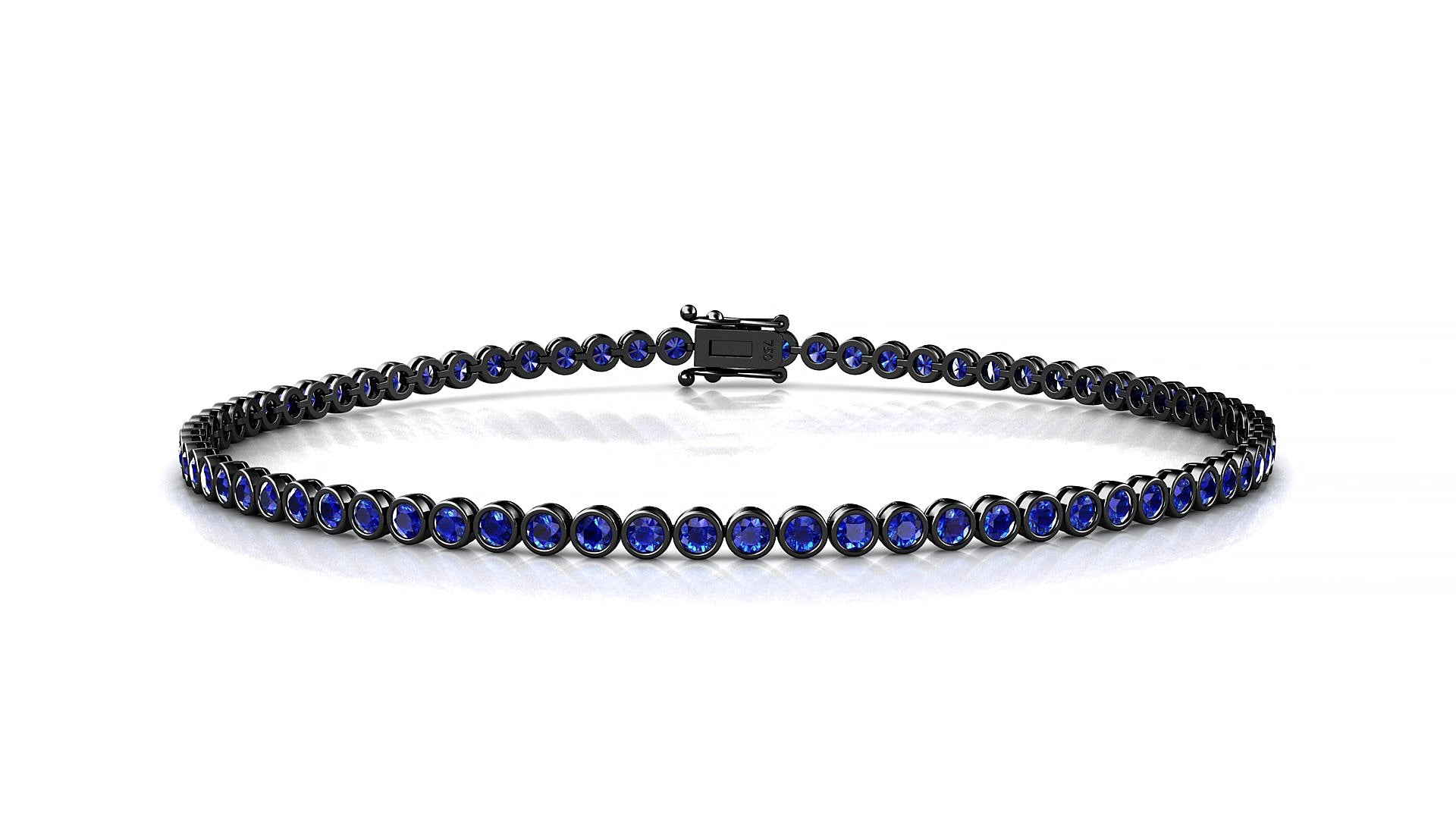 Avila | 18k Black Gold 1.7 mm Round Natural Sapphire 15 cm Tennis Bracelet