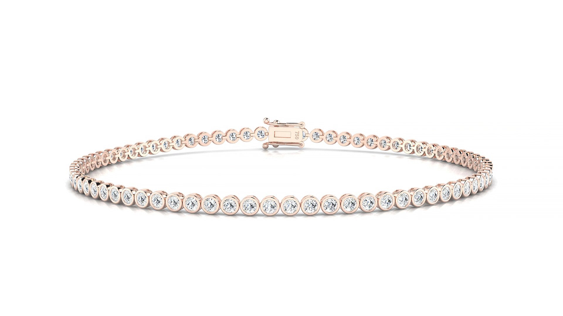 Avila | 18k Rose Gold 1.7 mm Round Natural Diamond 15 cm Tennis Bracelet
