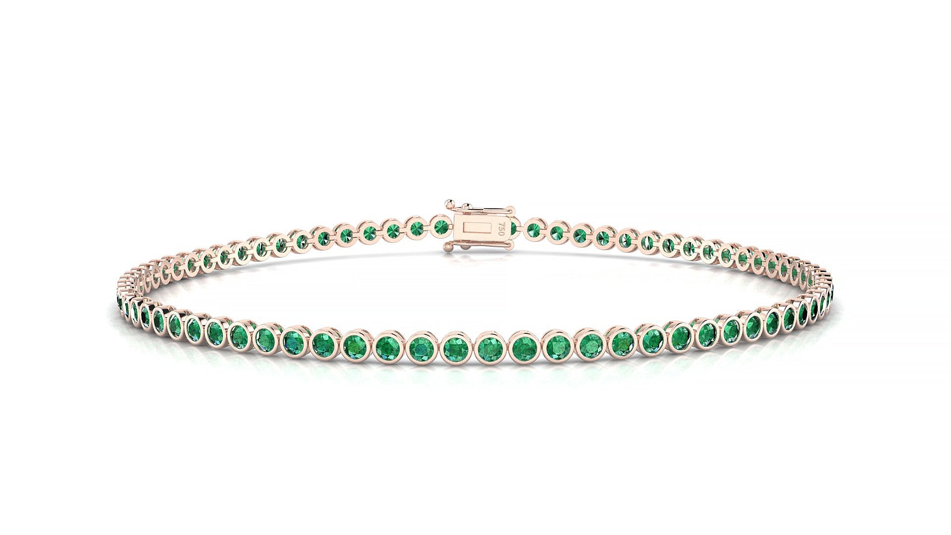 Avila | 18k Rose Gold 1.7 mm Round Natural Emerald Tennis Bracelet