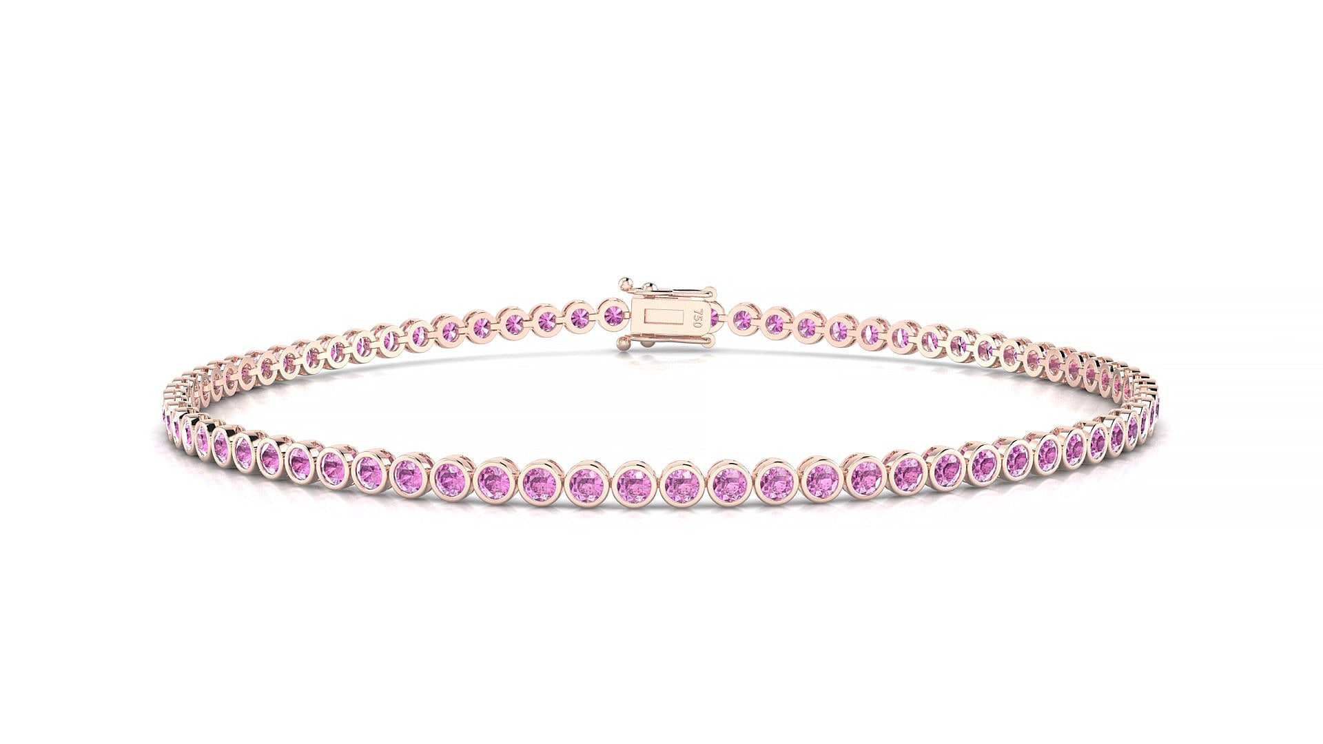 Avila | 18k Rose Gold 1.7 mm Round Natural Pink Sapphire Tennis Bracelet