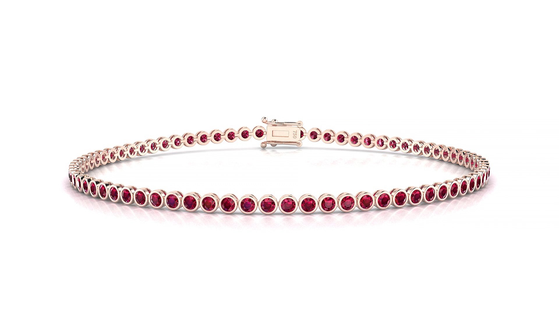 Avila | 18k Rose Gold 1.7 mm Round Natural Ruby 19 cm Tennis Bracelet