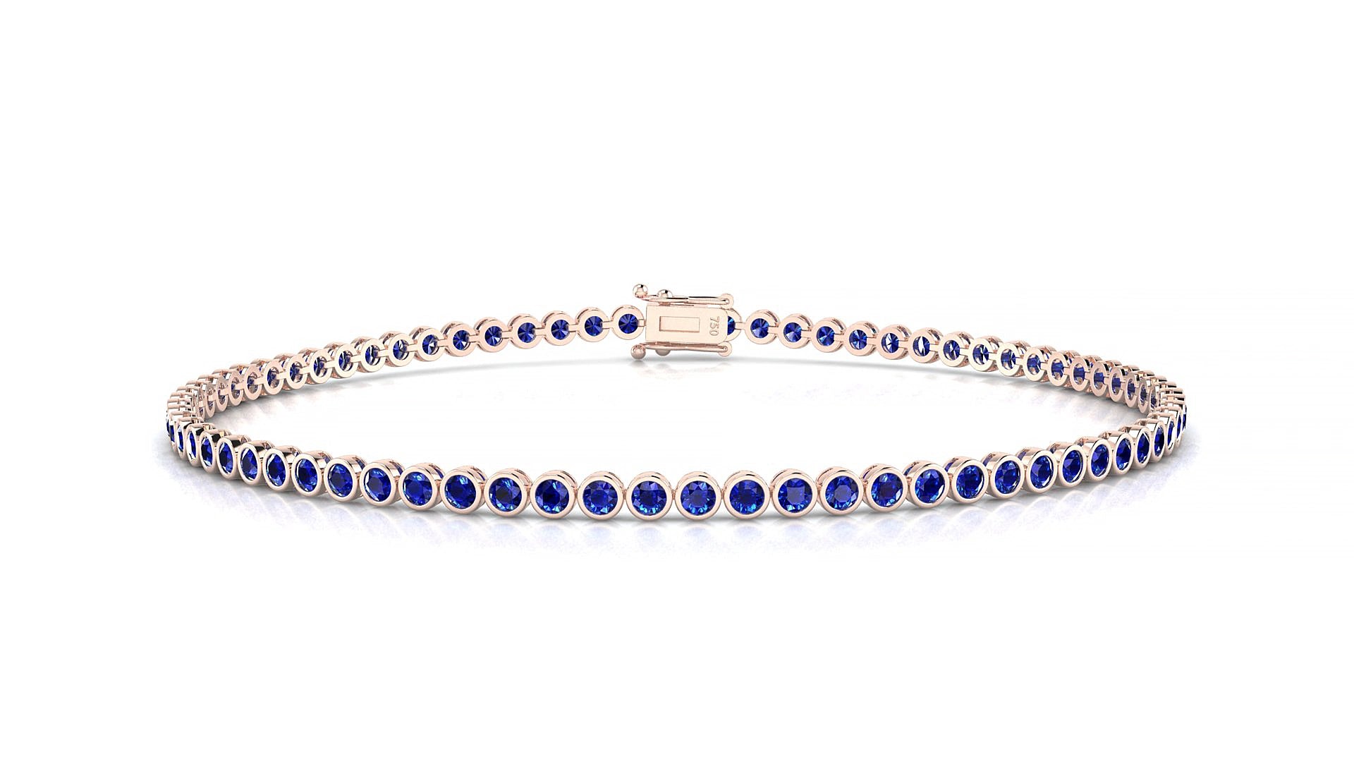 Avila | 18k Rose Gold 1.7 mm Round Natural Sapphire 19 cm Tennis Bracelet