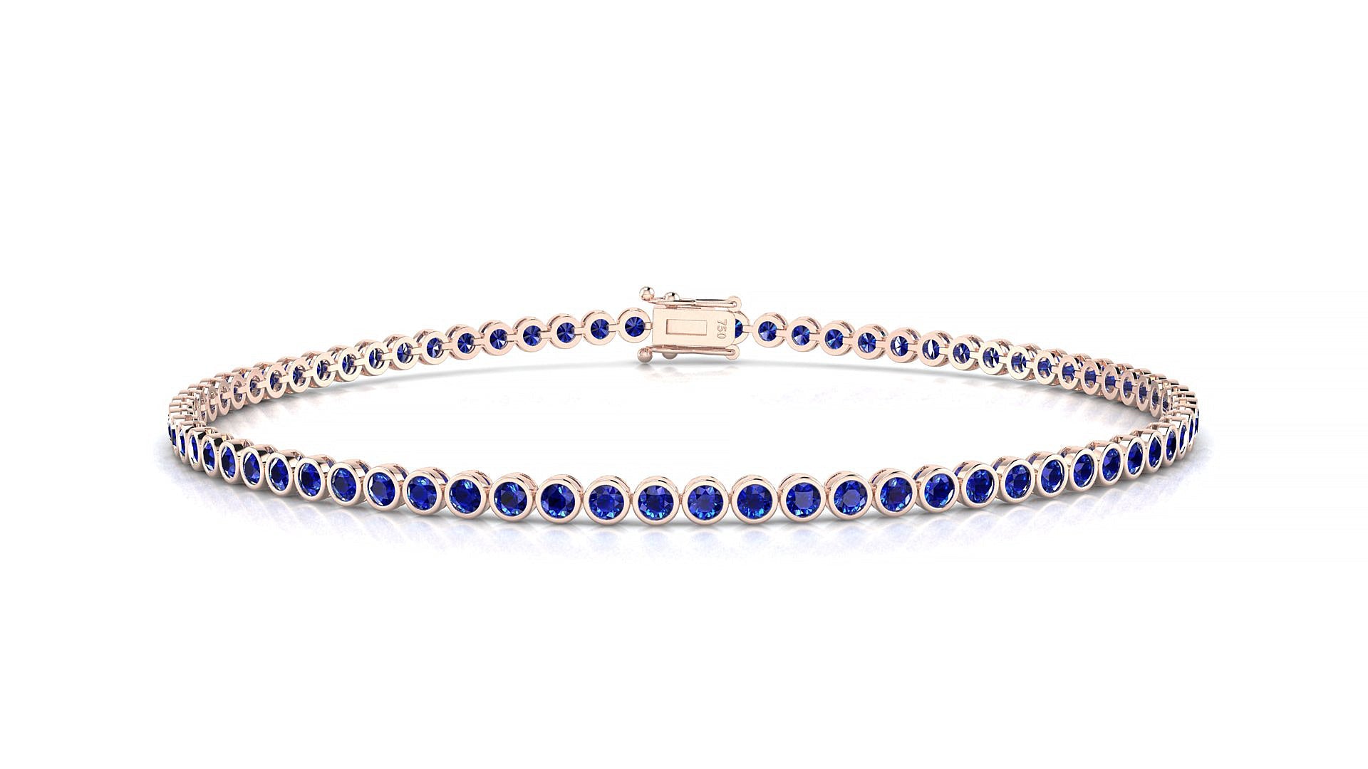 Avila | 18k Rose Gold 1.7 mm Round Natural Sapphire Tennis Bracelet