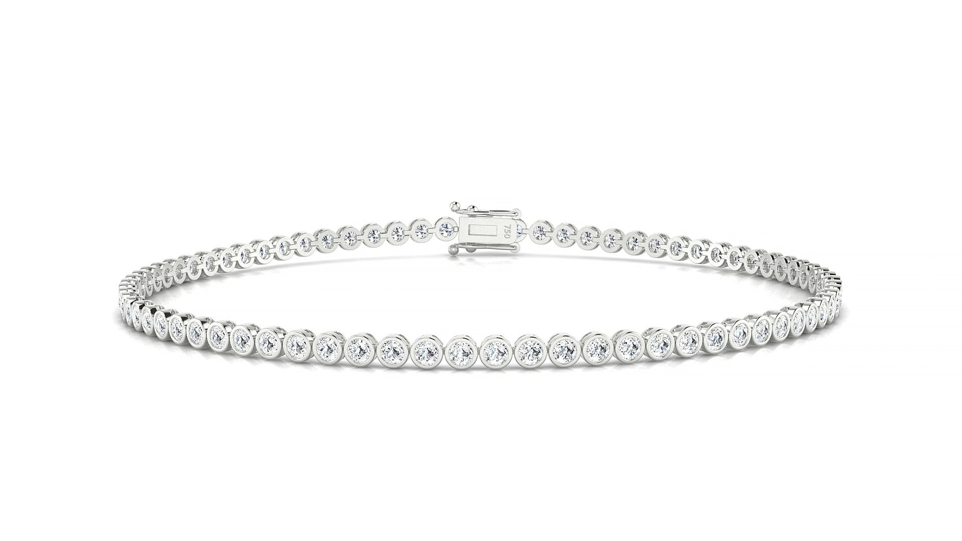 Avila | 18k White Gold 1.7 mm Round Natural Diamond 15 cm Tennis Bracelet