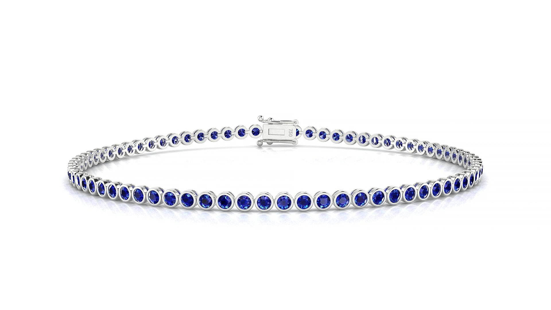Avila | 18k White Gold 1.7 mm Round Natural Sapphire 19 cm Tennis Bracelet
