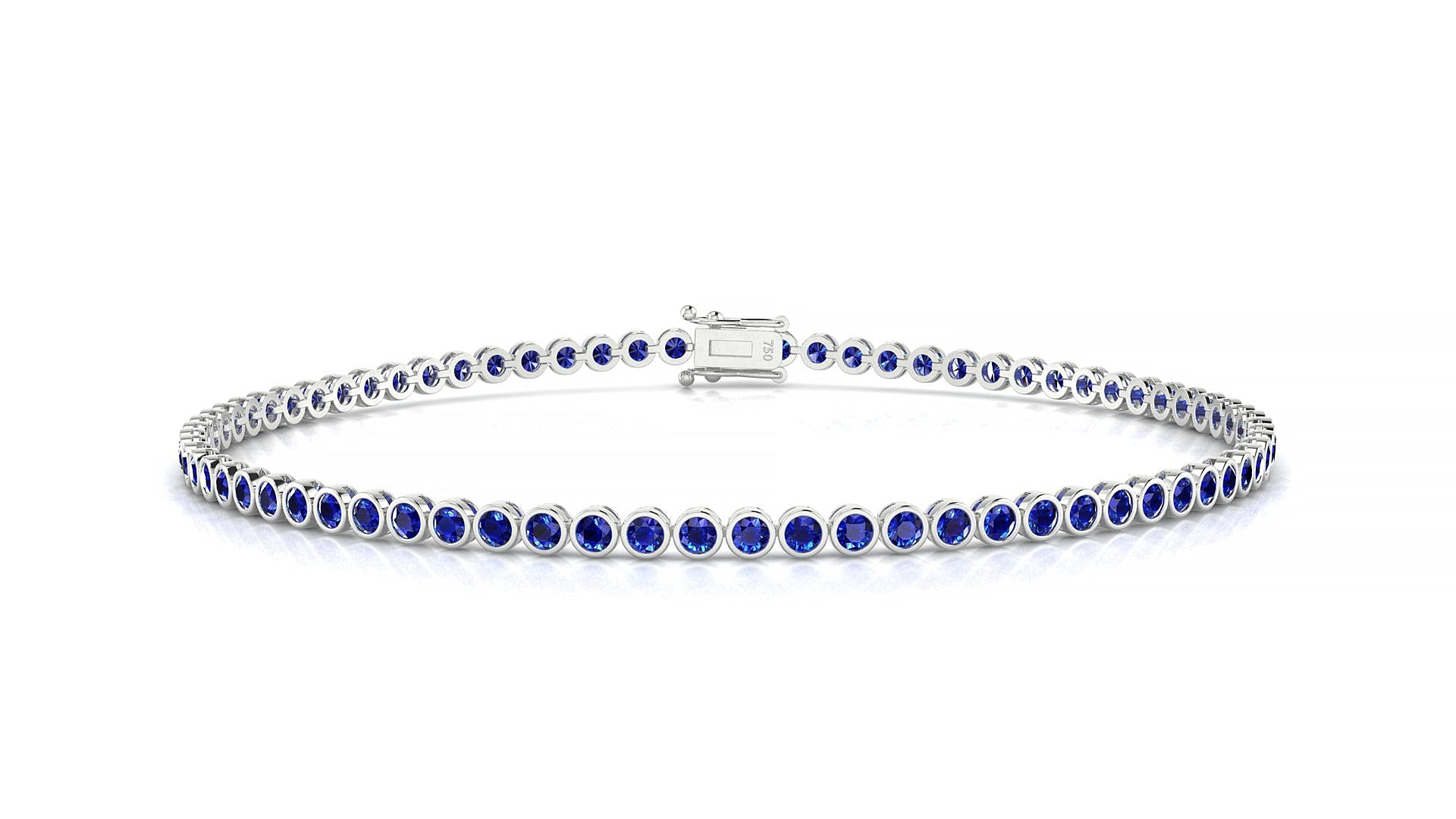 Avila | 18k White Gold 1.7 mm Round Natural Sapphire Tennis Bracelet