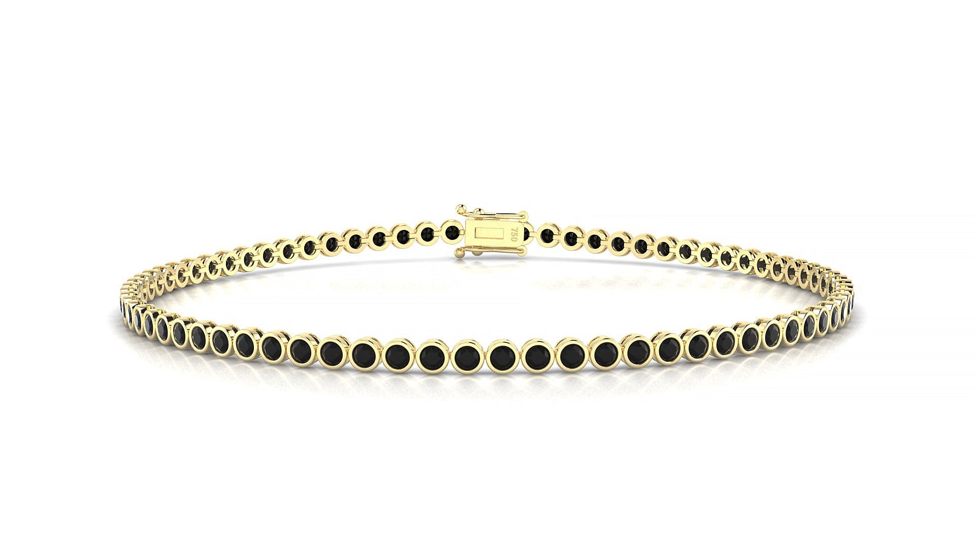 Avila | 18k Yellow Gold 1.7 mm Round Natural Black Diamond Tennis Bracelet