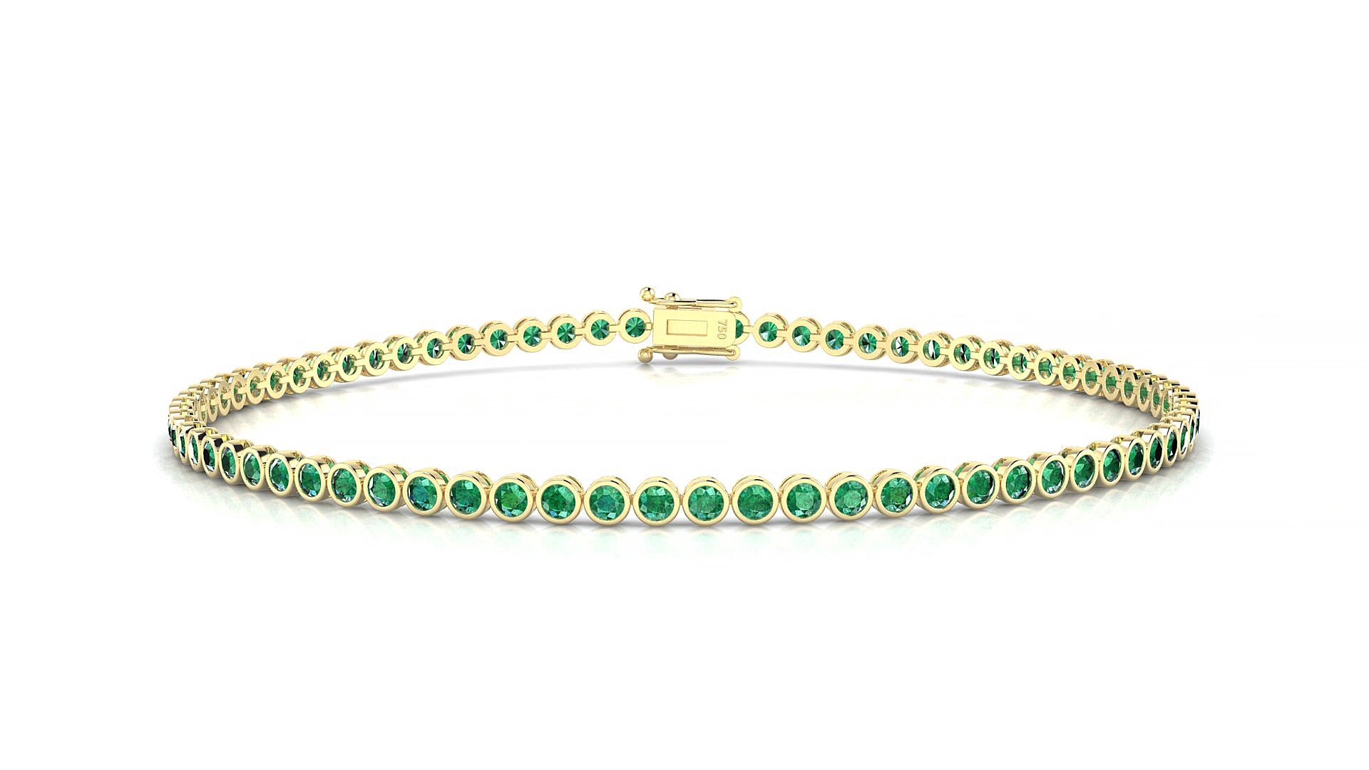 Avila | 18k Yellow Gold 1.7 mm Round Natural Emerald 15 cm Tennis Bracelet