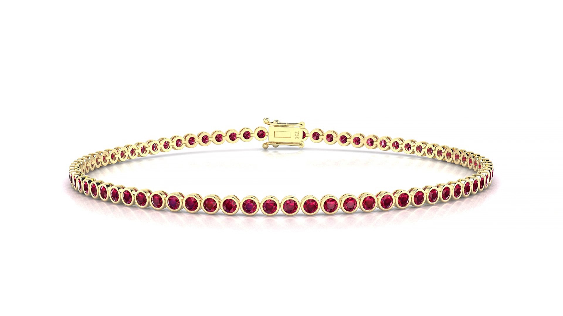 Avila | 18k Yellow Gold 1.7 mm Round Natural Ruby 19 cm Tennis Bracelet