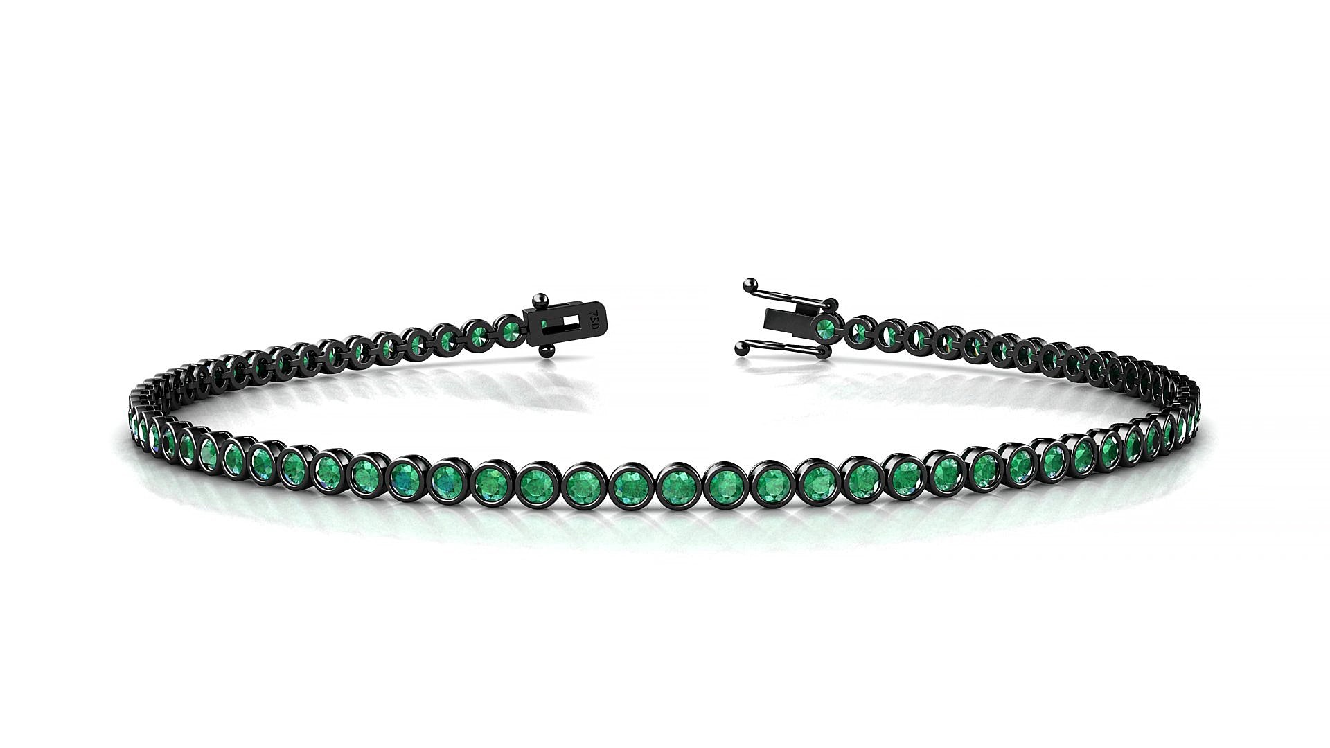 Avila | 18k Black Gold 1.7 mm Round Natural Emerald 17 cm Tennis Bracelet