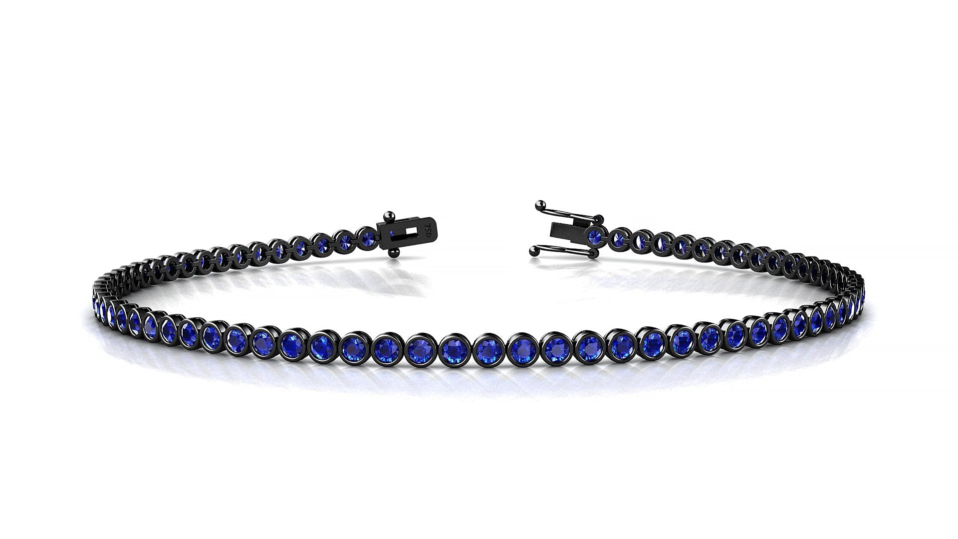 Avila | 18k Black Gold 1.7 mm Round Natural Sapphire Tennis Bracelet