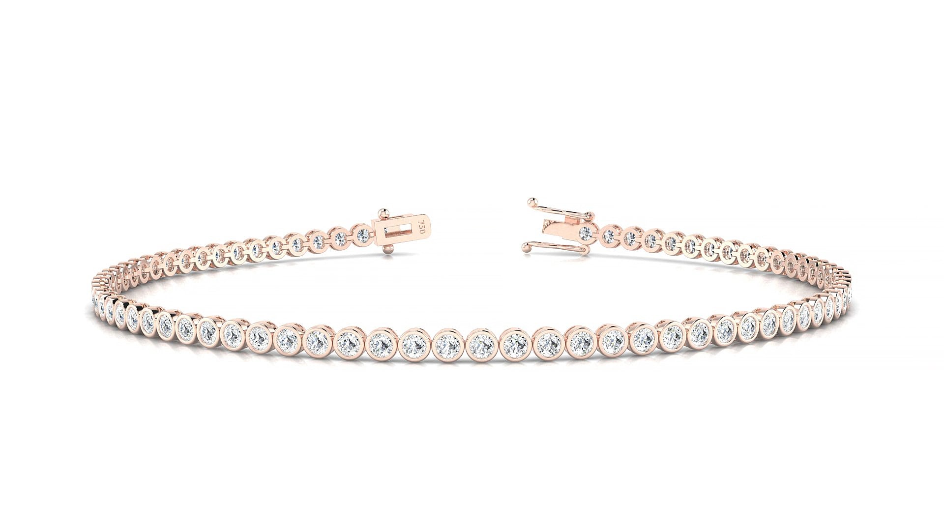 Avila | 18k Rose Gold 1.7 mm Round Natural Diamond 15 cm Tennis Bracelet