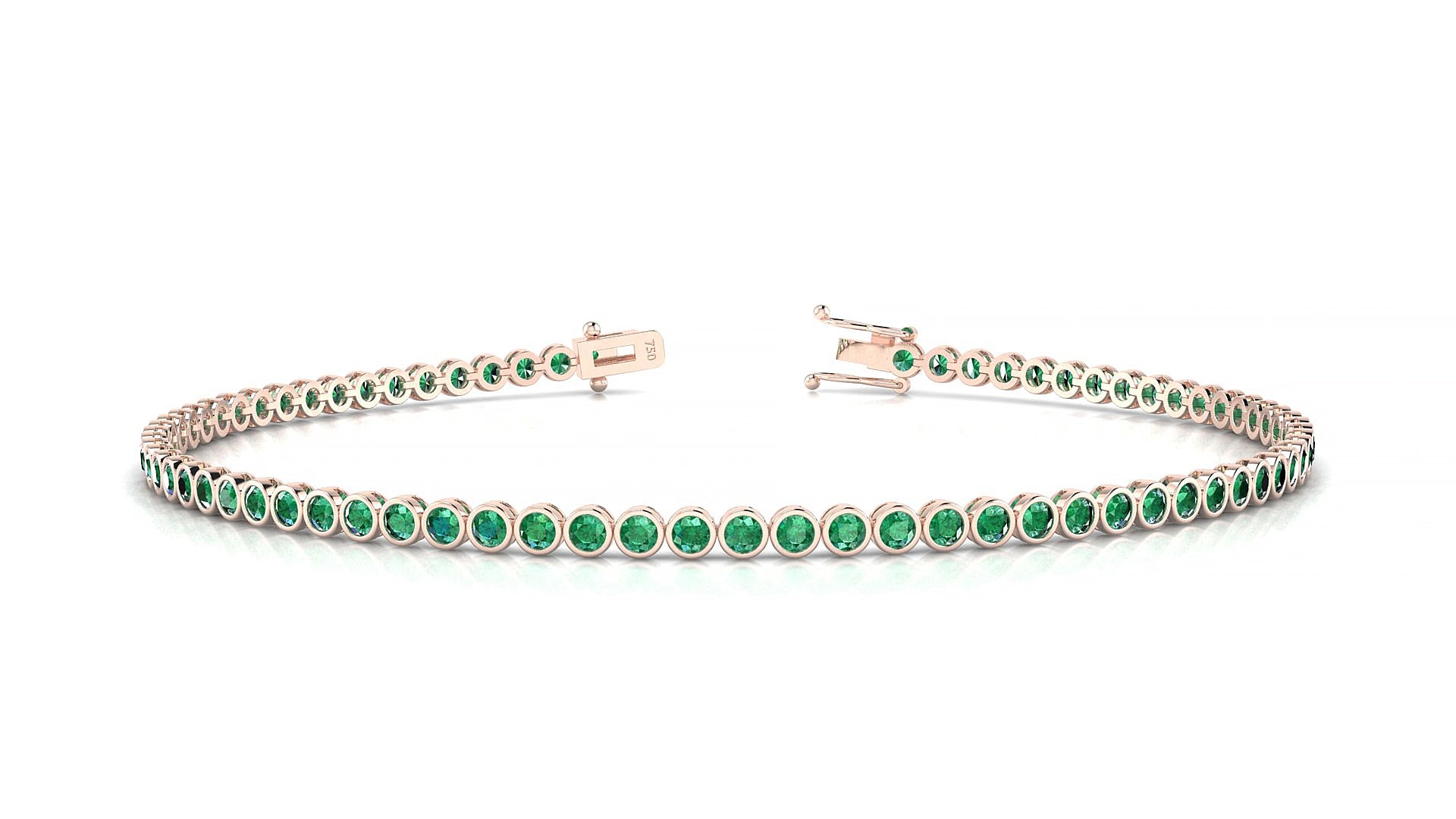 Avila | 18k Rose Gold 1.7 mm Round Natural Emerald 16 cm Tennis Bracelet