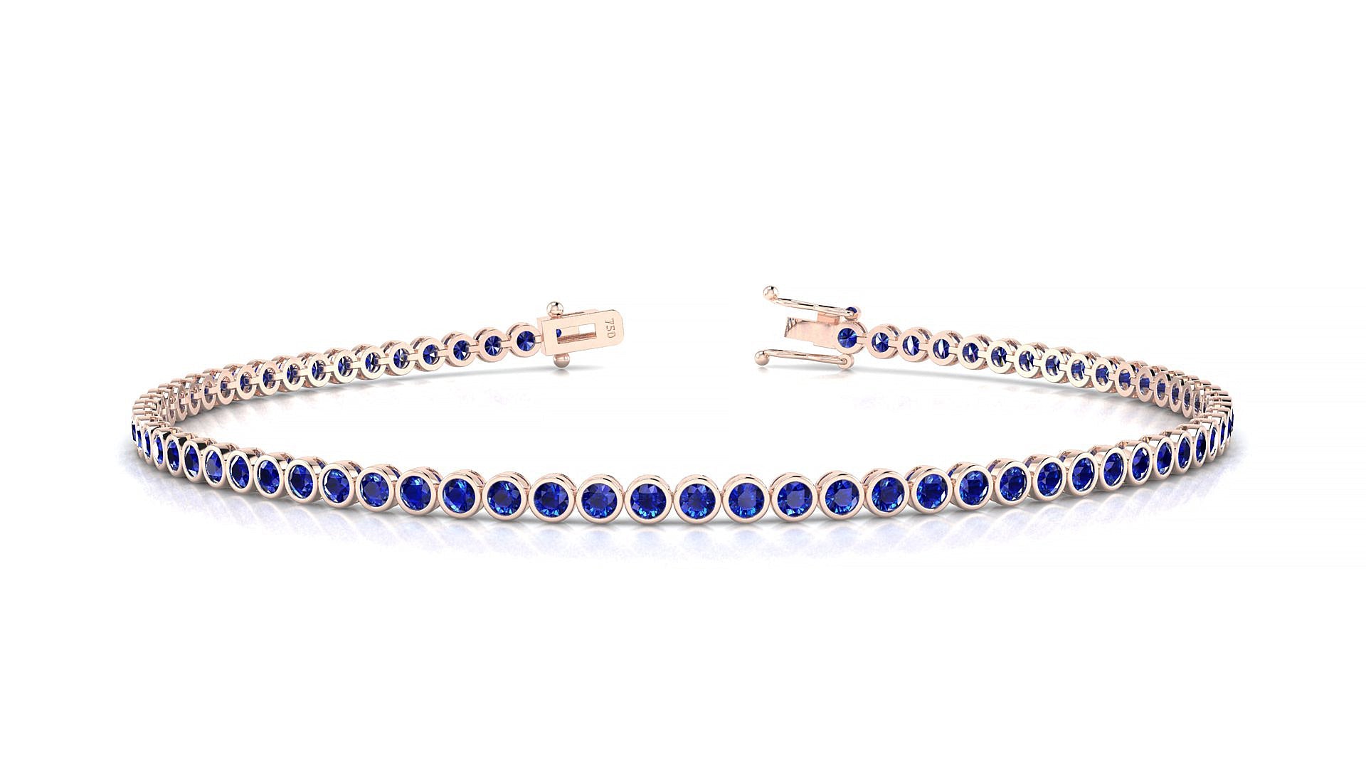 Avila | 18k Rose Gold 1.7 mm Round Natural Sapphire Tennis Bracelet